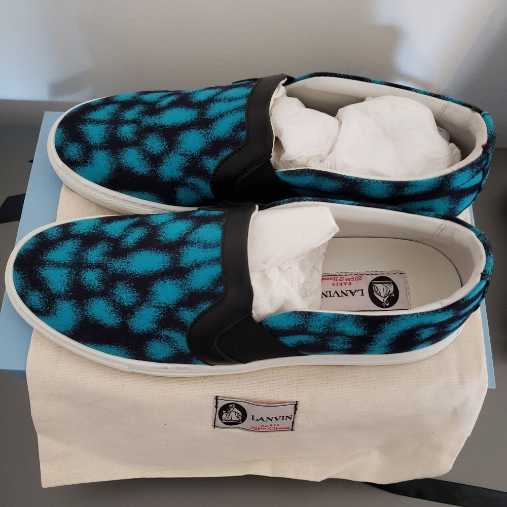 Lanvin Jacquard Calfskin Slip On Sneaker size 38